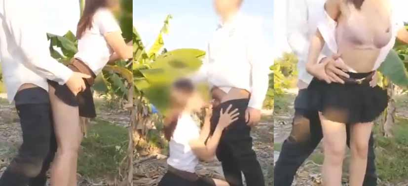 Seorang pelajar sayuran mengunjungi kebun pisang dan daging saya